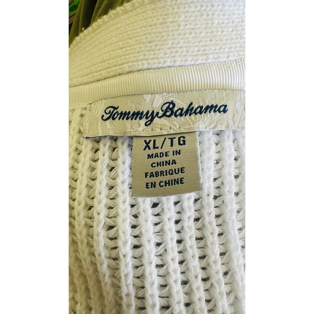 Tommy Bahama XL White Open Front Knit Cardigan Resort Coastal Minimalist - Picture 4 of 4